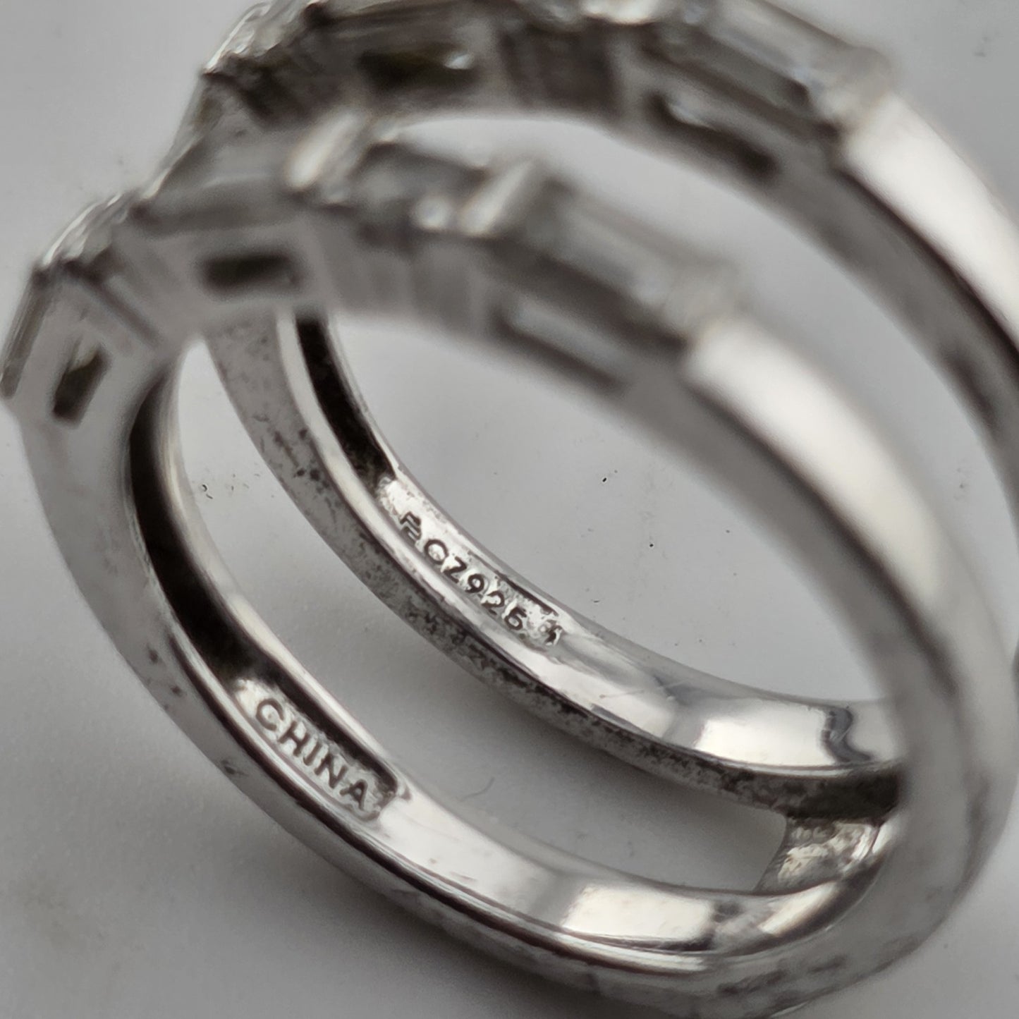 Estate Baguette & Round Colorless Stone Wedding Band  Stack Incomplete Sz 7.5