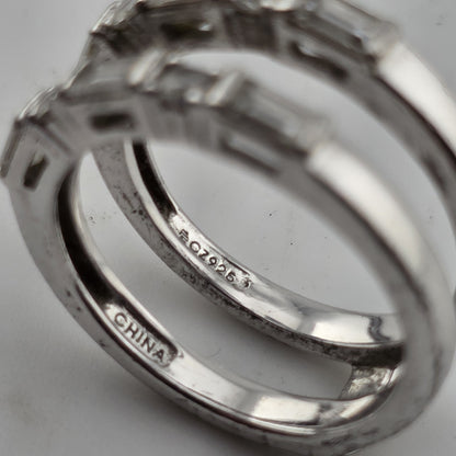 Estate Baguette & Round Colorless Stone Wedding Band  Stack Incomplete Sz 7.5