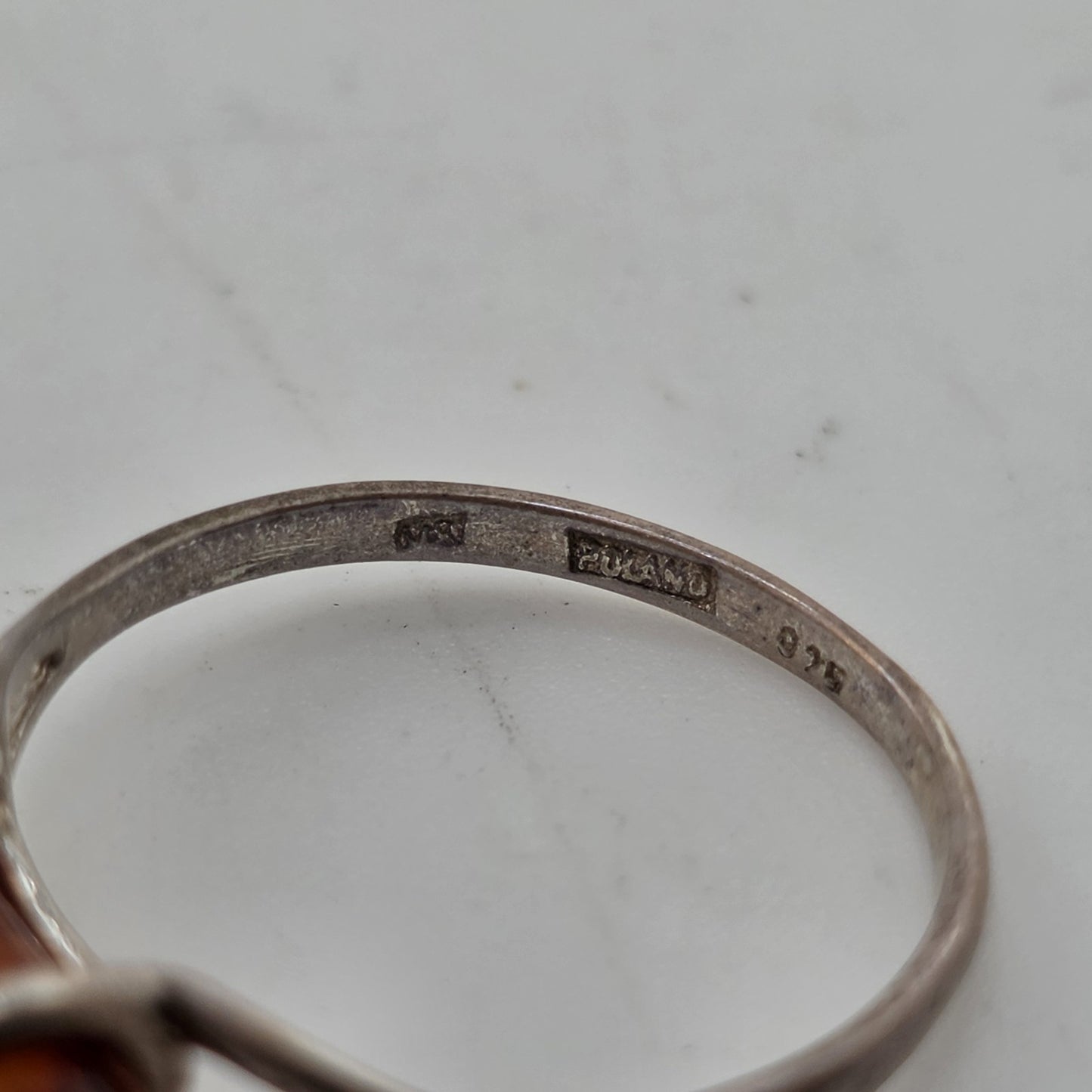 Baltic Amber Sterling Silver Ring Cylindric Stone Geometrical Modernist 6.5