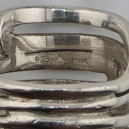 Silpada Ring Heavy Sterling Silver Bold MODERN MAZE 1" Wide Size 7 Retired
