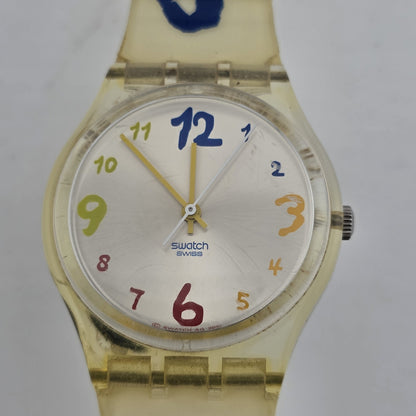 Swatch Watch SAUTE MOUTON Watch GK384 Foot Hand Print crayon 2002 New Battery