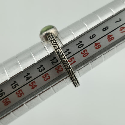 Bask ring sterling silver peridot cabochon band 925 Artisan Stackable 5.75