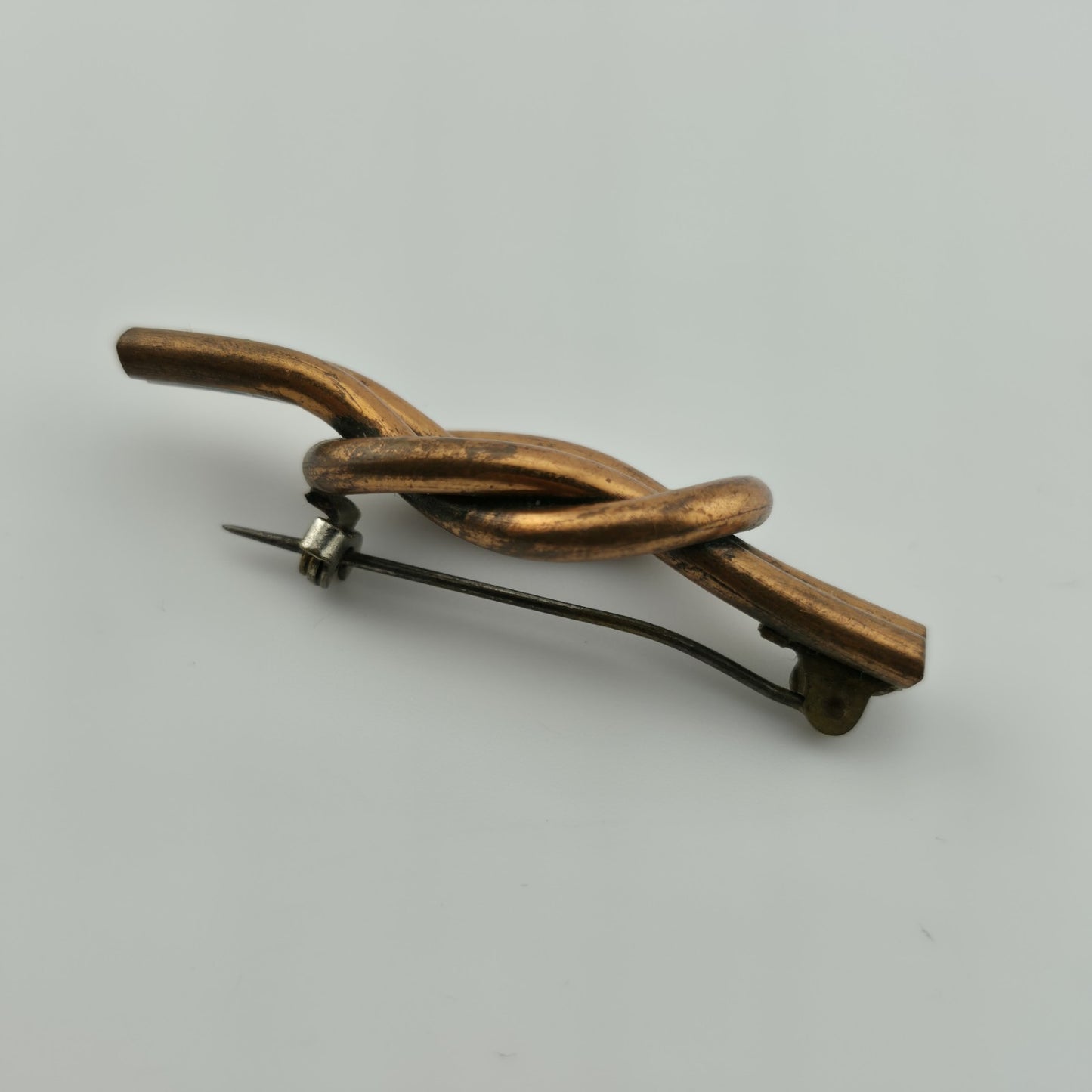 VINTAGE BROOCH PIN Knot  ARTISAN LARGE BRONZE ABSTRACT SCULPTURE MODERNIST  2"