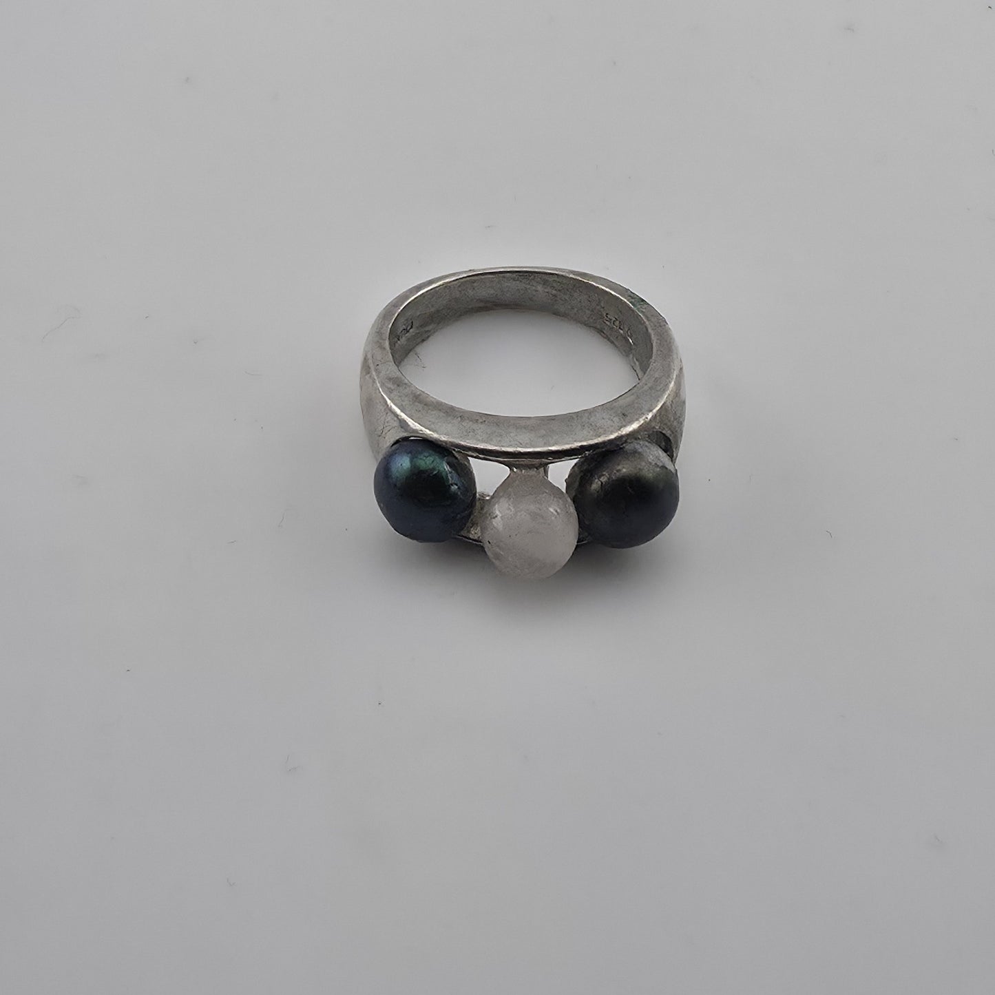 Sterling Silver Ring Three Stones 6.9g  Size 7