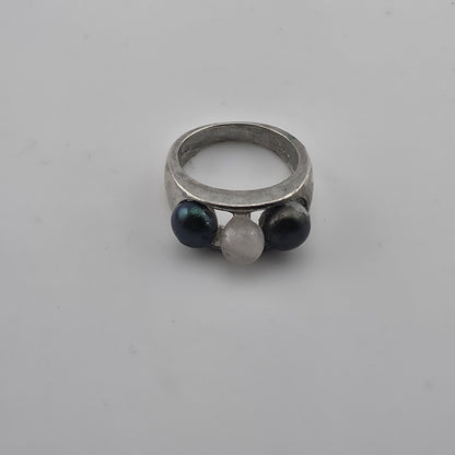 Sterling Silver Ring Three Stones 6.9g  Size 7