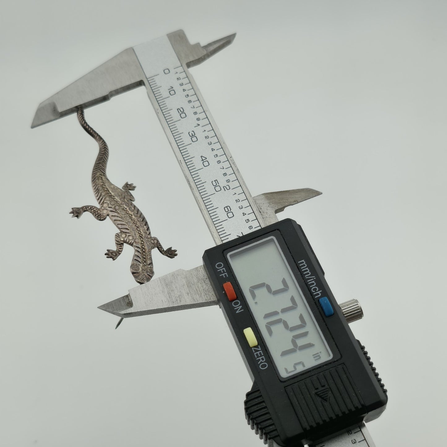 Sterling Silver 925 Lizard Pin Brooch 2.7" Patina Vintage Animal Jewelry