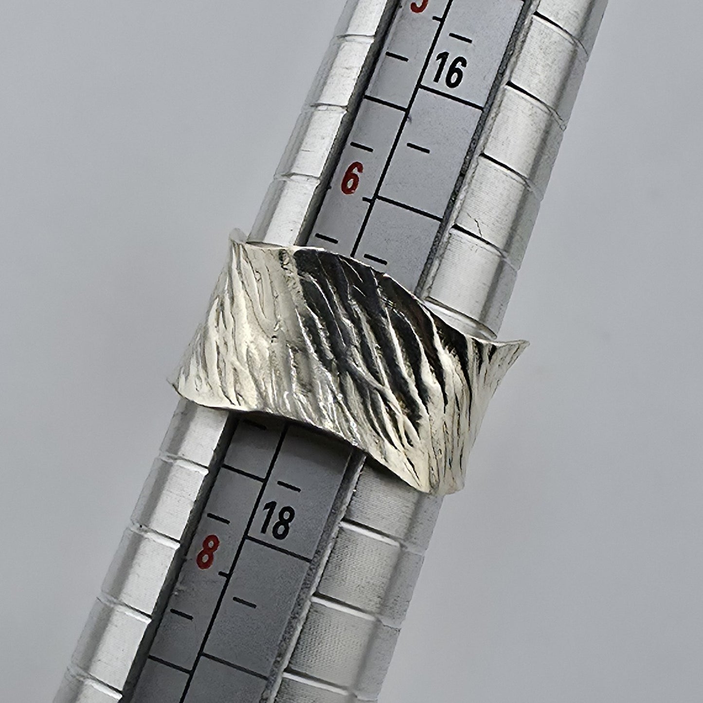 Sterling Silver 925 Textured Wave Organic Abstract Band Ring Size 6 DbM