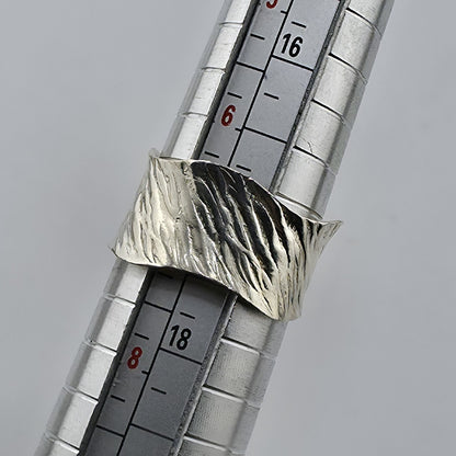 Sterling Silver 925 Textured Wave Organic Abstract Band Ring Size 6 DbM