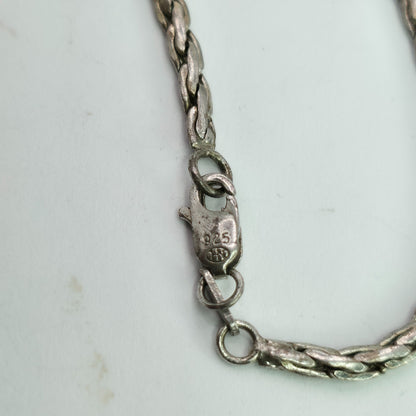 925 Sterling Silver Heng Ngai Necklace Genuine Diamond 1/2 Ct V Shape Vintage