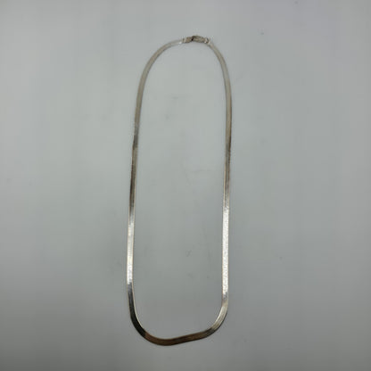 Italy 925 Sterling Silver Herringbone Chain 17” 3mm Lobster Clasp Necklace