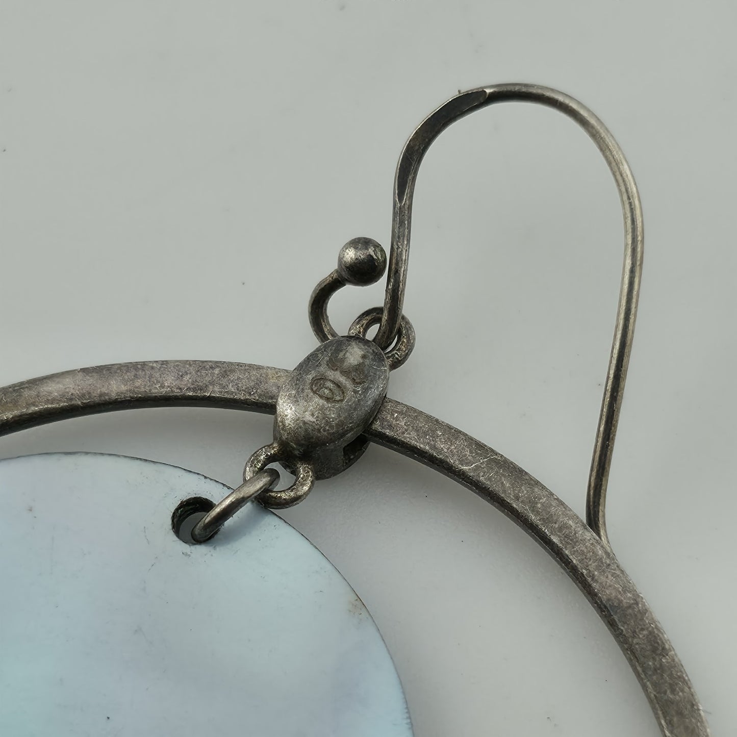 Sterling Silver Open Circle Drop Earrings Blue Disc Dangle 1.4 Artisan Minimal