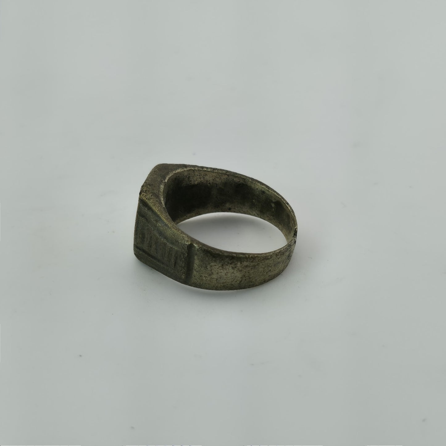 WWII Poland “P” Signet Ring Brass Size 10 Heavy Wear Wartime Military Jewelry bg