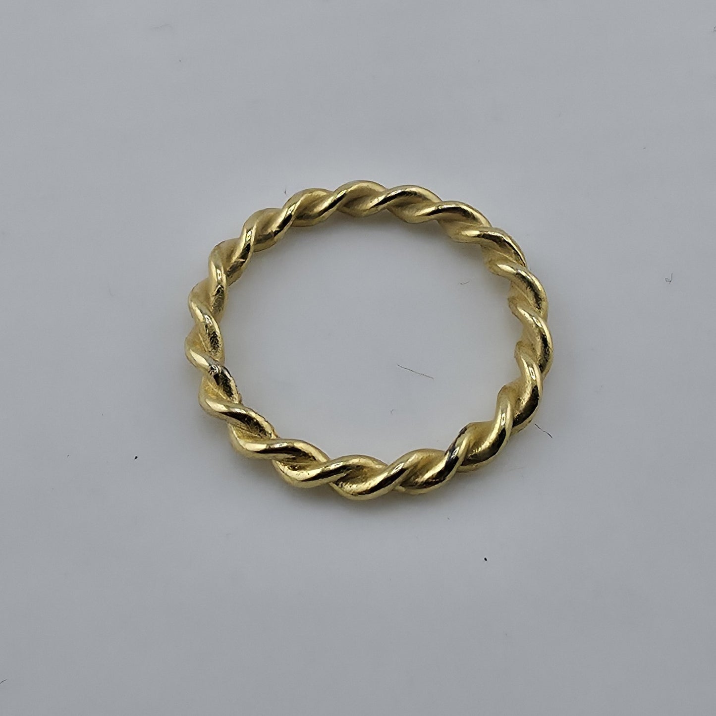 Gold Over Sterling Silver Twist Rope Band Ring Minimalist Stackable Signed  7