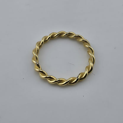 Gold Over Sterling Silver Twist Rope Band Ring Minimalist Stackable Signed  7