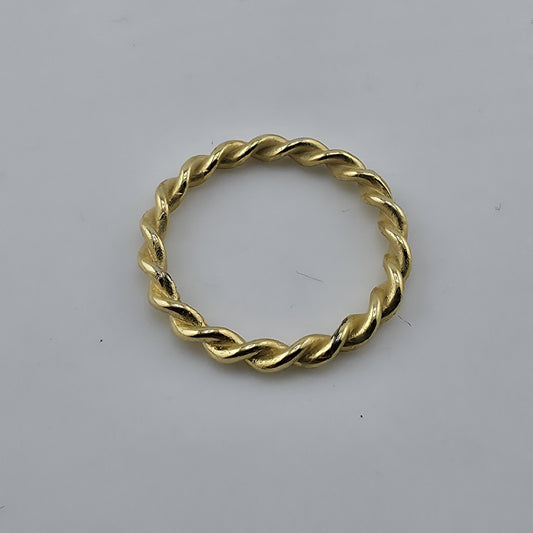 Gold Over Sterling Silver Twist Rope Band Ring Minimalist Stackable Signed  7