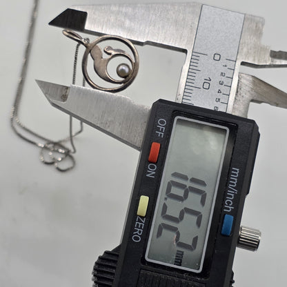 Sterling Silver Mother and Children Pendant 925  Pearl 18in Chain