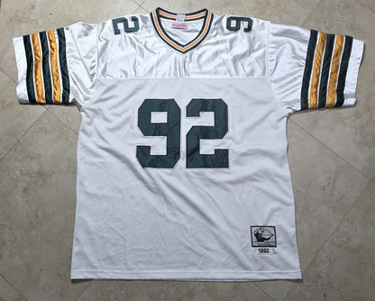 Mitchell & Ness Throwbacks Sewn Stitched Reggie White #92 White Jersey size 58