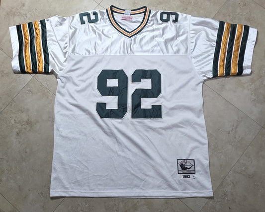 Mitchell & Ness Throwbacks Sewn Stitched Reggie White #92 White Jersey size 58