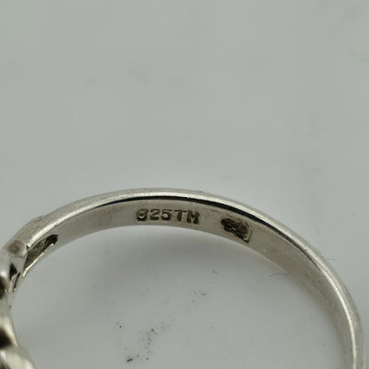 925 Sterling Silver Ring Celtic Trinity Knot Agate Blue Stone Size 8.75