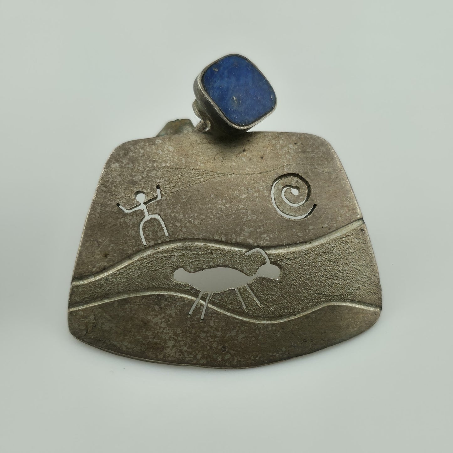 Sterling silver lapis lazuli Earrings petroglyph Native Southwestern Vintage