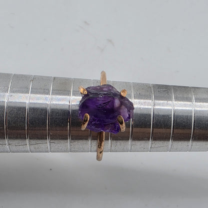 Ring Copper Natural African Amethyst Rough Raw Purple Stone Size 10