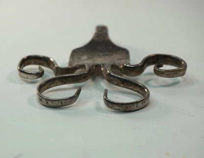 Hand Made Silverware Pendant 925 Sterling Silver Abstract Art 23.5g Vintage Fork