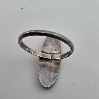 Sterling Silver Ring Turquoise Coral Chip Inlay Size 6.75 Native American VTG