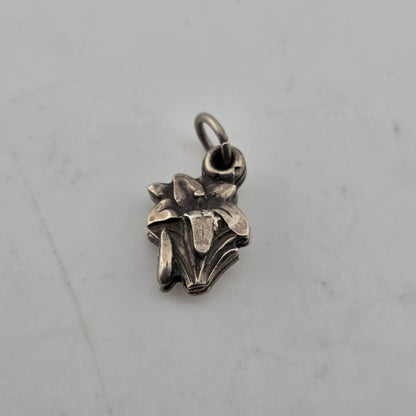 ORNATE ART DECO STERLING SILVER TRIPLE PART FLOWER RELIGIOUS CROSS CHARM 925