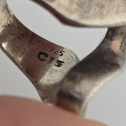 STERLING SILVER Ring MCM MODERN MODERNIST Koppel Abstract SIGNED HEAVY 6.5 VTG