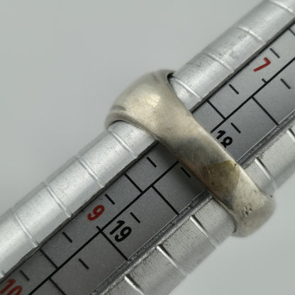 STERLING Silver Ring NATURAL TIGERS EYE Size 8 9gr Chunky Cigar Ring