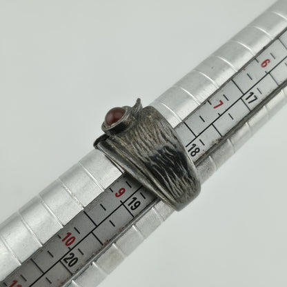 Sterling Silver Ring 925 Tapered Band Size 8 Red Stone Vintage Gothic