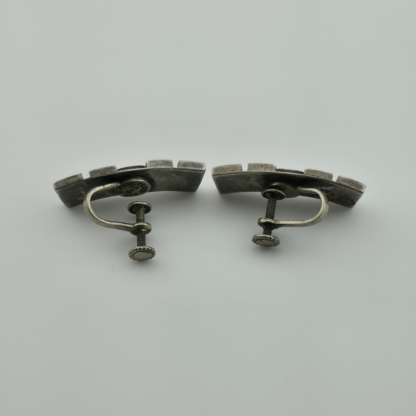 STERLING SILVER Earring ARTISAN MODERNIST Tribal Abstract Vintage Geometric