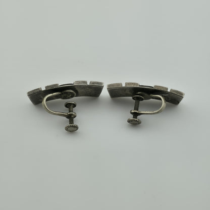 STERLING SILVER Earring ARTISAN MODERNIST Tribal Abstract Vintage Geometric