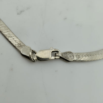 Sterling Silver Herringbone Necklace Solid 925 Italian Chain 18 Inches
