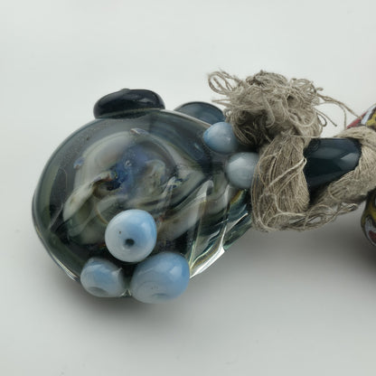 Handmade African Trade Bead & Lampwork Glass Pendant Necklace – 17" Drop Boho Tribal Folk Art