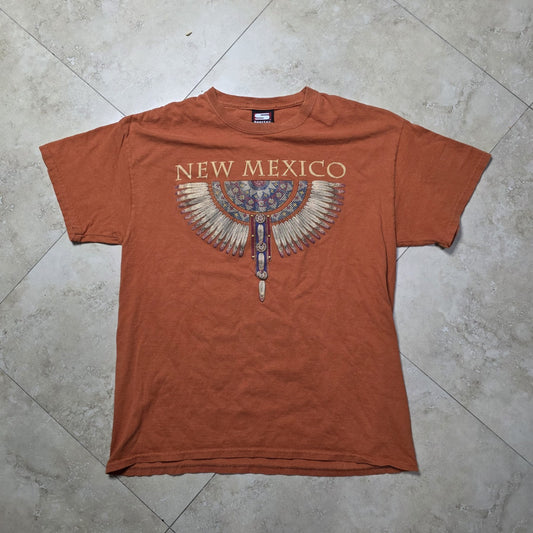 Vintage New Mexico T Shirt Mens Large Rust Brown Native American Graphic USA