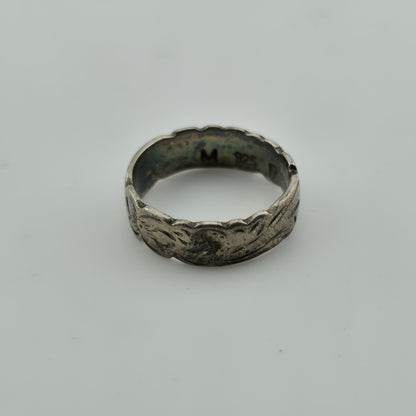 Sterling Silver Ring Unisex Abstract band  Scroll Etched Artisan 925 Size 6.5