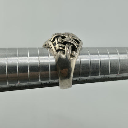 STERLING SILVER Ring 925 BYZANTINE DOME BRAIDED  Abstract Puff BAND Vintage 8