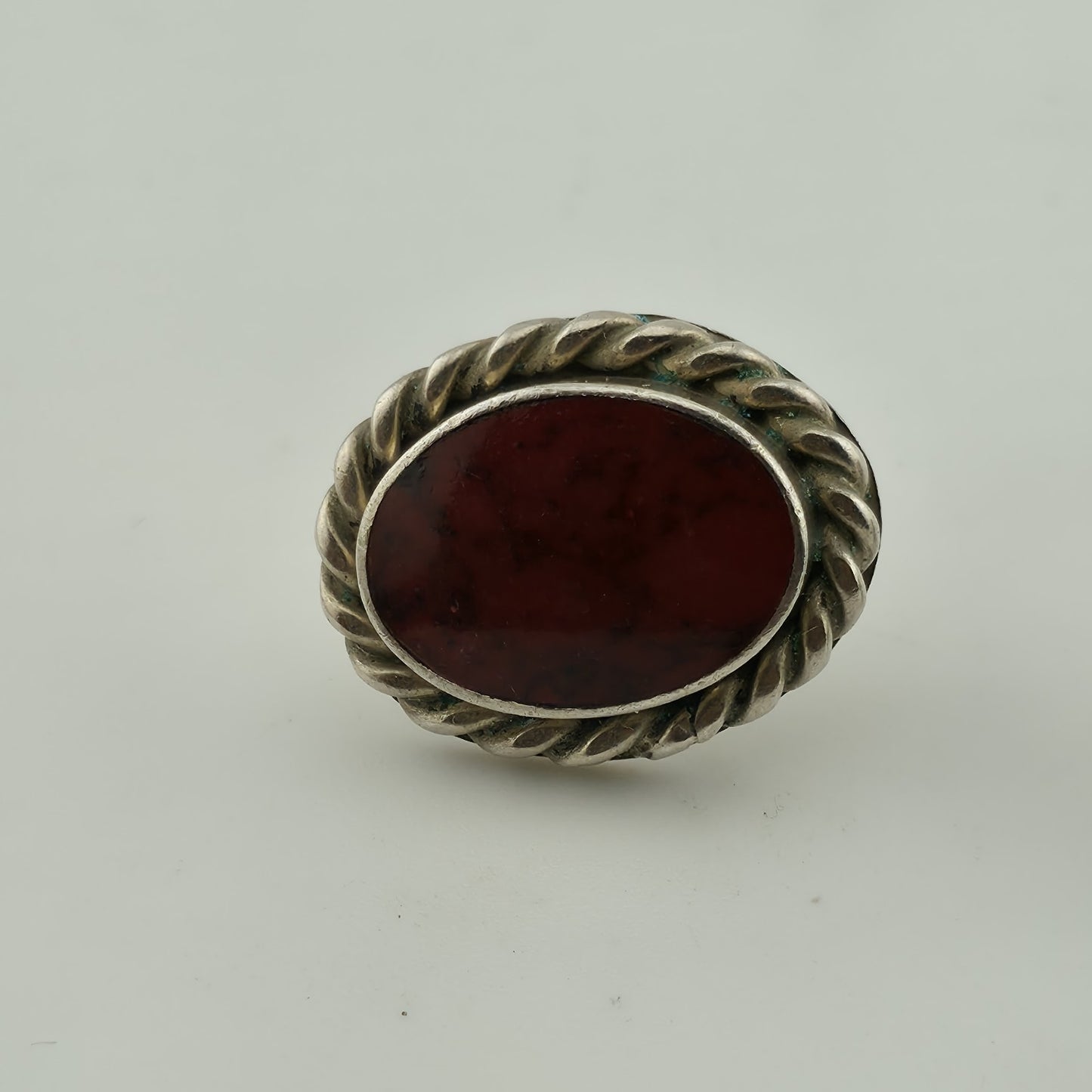 OVAL CARNELION STUD EARRINGS STERLING SILVER 925 MEXICO Vintage