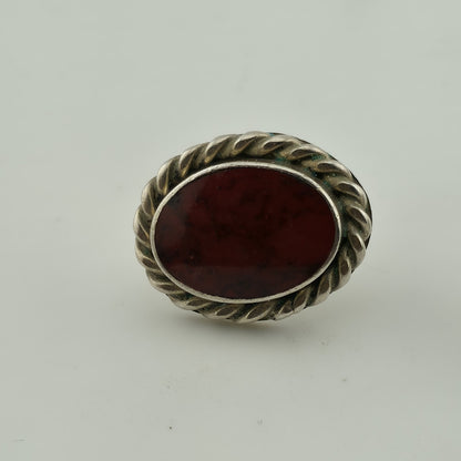 OVAL CARNELION STUD EARRINGS STERLING SILVER 925 MEXICO Vintage