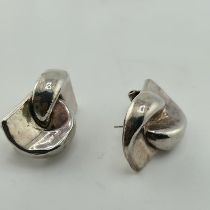 Sterling Silver Earrings 925 Israel Puff Hollow Abstract Vintage Rare
