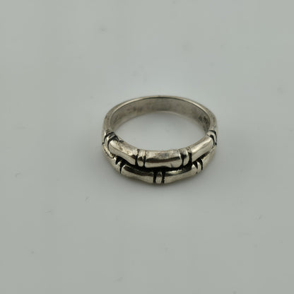 Bone Bamboo Textured Ring 925 Sterling Silver Jewelry Signed MD Size 6.5