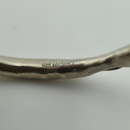 Mashka Antiqued Sterling Silver pod bangle with gold pyrite Size 2.3" Tested