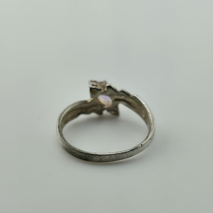 Sterling Silver 925 Amethyst Ring CZ Accent Swirl Band Vintage Size 7.25