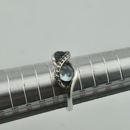Brilliance 925 Sterling Silver Genuine Blue Topaz White Sapphire Bypass 5.75
