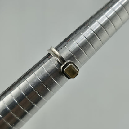 925 Sterling Silver Ring Yellow Gemstone Rectangle  Sz 5.75 Vintage