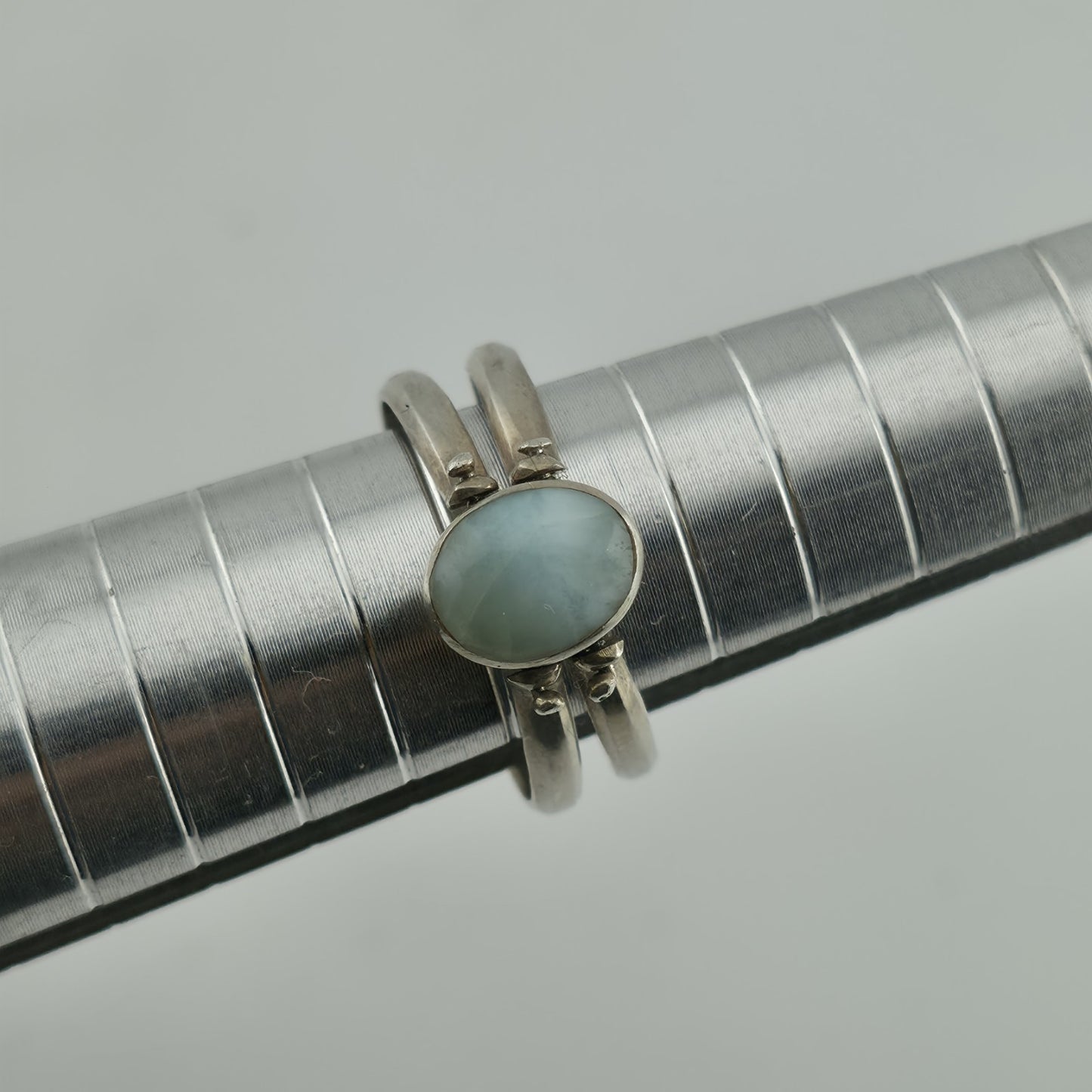 sterling Silver Ring two in one Golden Honey Amber Sky Blue Larimar size 7.5