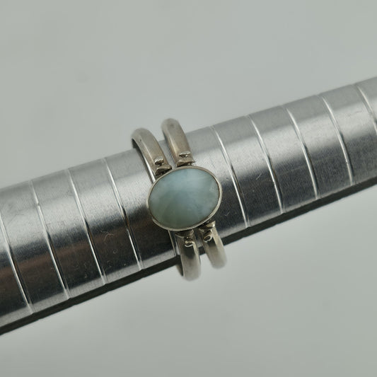 sterling Silver Ring two in one Golden Honey Amber Sky Blue Larimar size 7.5