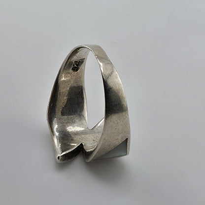Sterling Silver 925 Multi-Stone Inlay Wrap Ring Size 6.75 Artisan