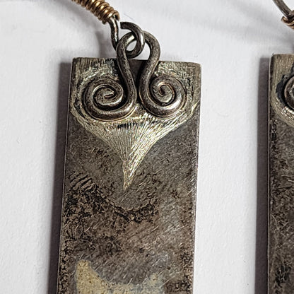 925 Sterling Silver Vintage Earrings Drop Dangle Hook Tarnish patina Tested